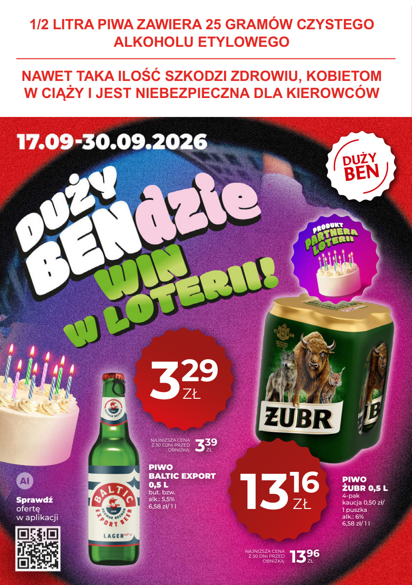 Okładka gazetki Piwo 17.09-30.09.2026 — Duży Ben